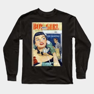 Vintage Romance Comic Book Cover - Boy Meets Girl Long Sleeve T-Shirt